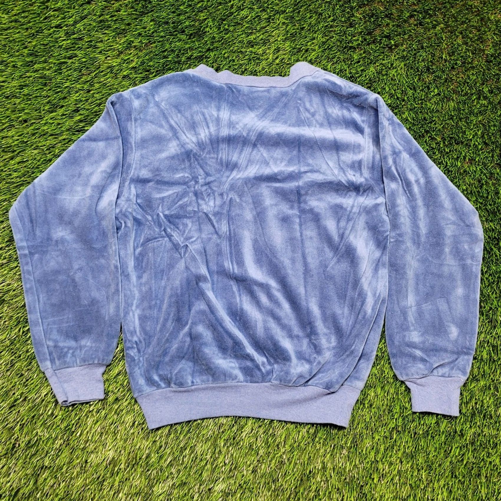 Vintage VINTAGE Robert Bruce Velour Pullover Sweater Womens M Cropped V-Neck Blue Pullover 80s Mod Ivy League Streetwear Candy Blue Size M / US 6-8 / IT 42-44 - 7 Thumbnail