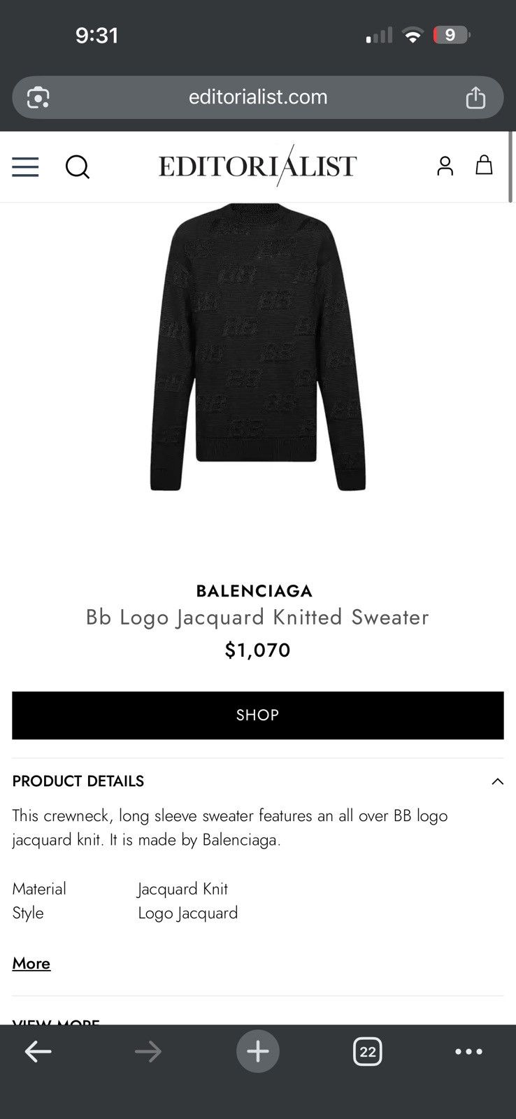 Balenciaga Balenciaga Bb logo jacquard knitted sweater Size US S / EU 44-46 / 1 - 9 Thumbnail