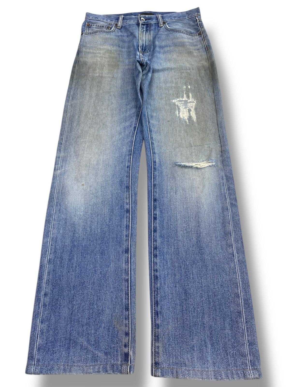 Uniqlo Uniqlo Dirty Blue Faded Wash Style Ripped Jeans Size US 32 / EU 48 - 1 Thumbnail