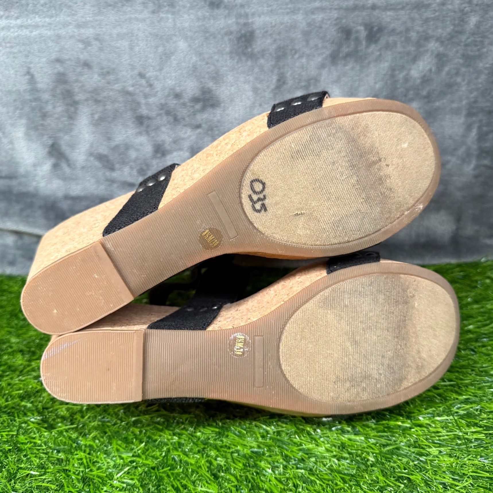 Lucky Brand Lucky Brand Sandal Women Wedge Ankle Strap Black Cork Platforms 8.5M Summer Strappy Size US 9 / IT 39 - 7 Thumbnail