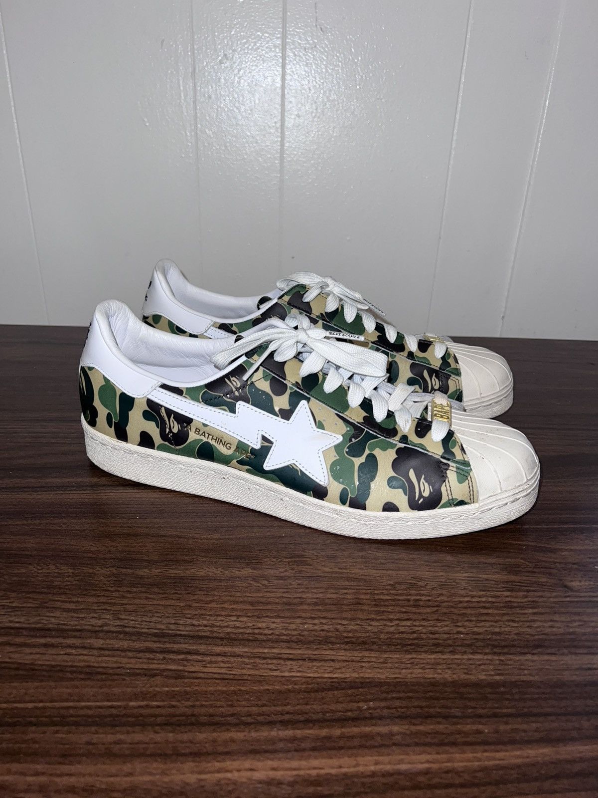 Adidas Camo Bape x Adidas Shell toes Size US 12 / EU 45 - 1 Thumbnail