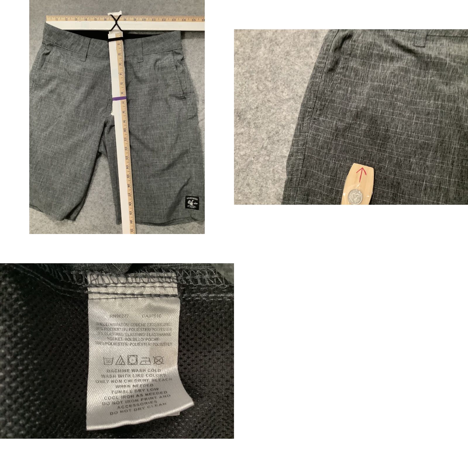 Vans VANS Board Shorts Mens 28 Gray Stoked When Soaked Series Plaid Comfortable Fit Pockets 28 Mens Gray Board Shorts Size US 28 / EU 44 - 8 Thumbnail