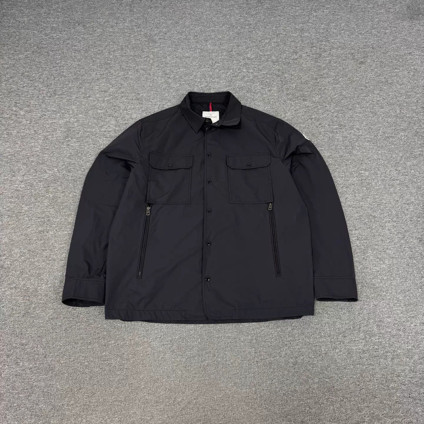 Black Button-Up Light Jacket with Pockets