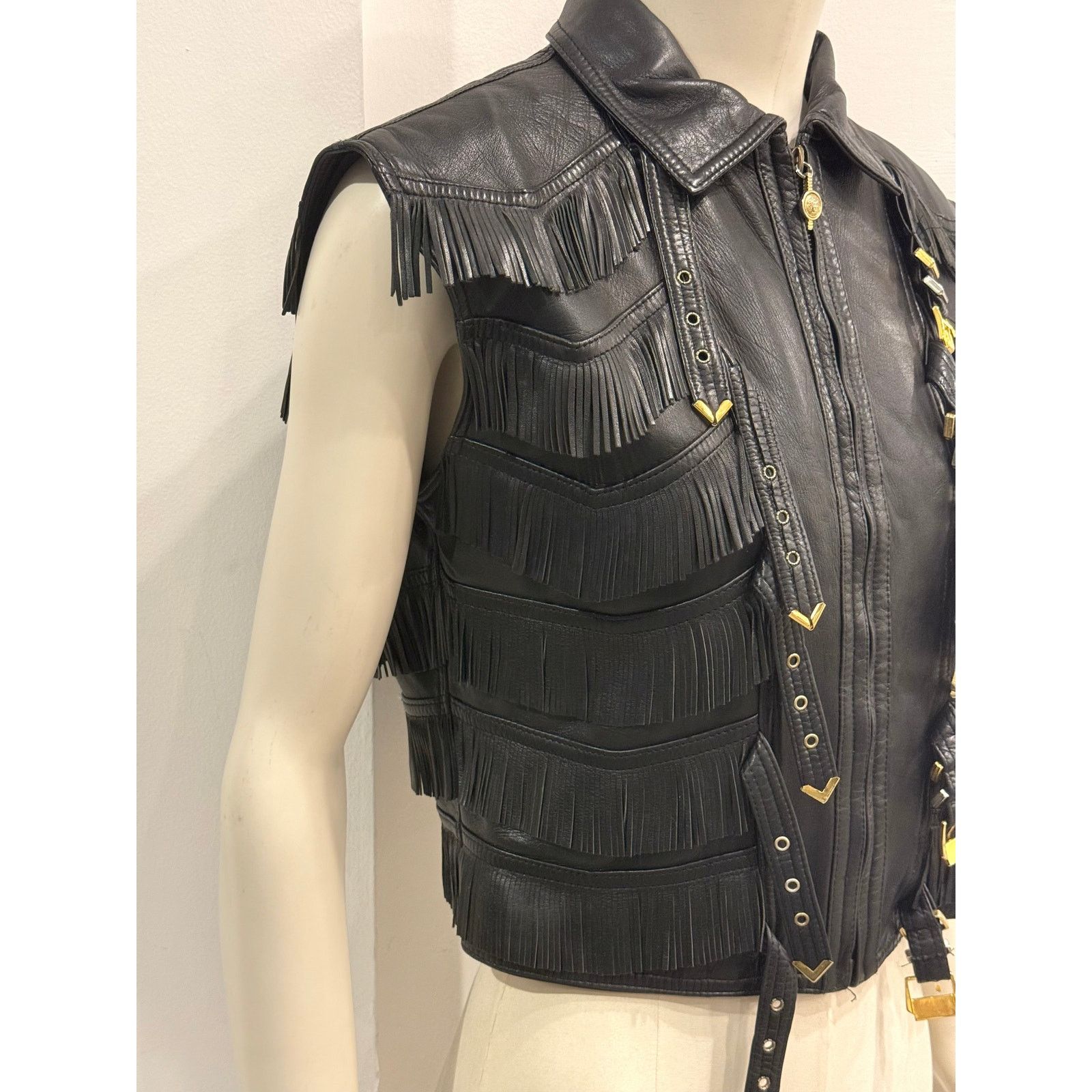 Versace A/W1992 Gianni Versace bondage fringe leather vest Size M / US 6-8 / IT 42-44 - 8 Thumbnail