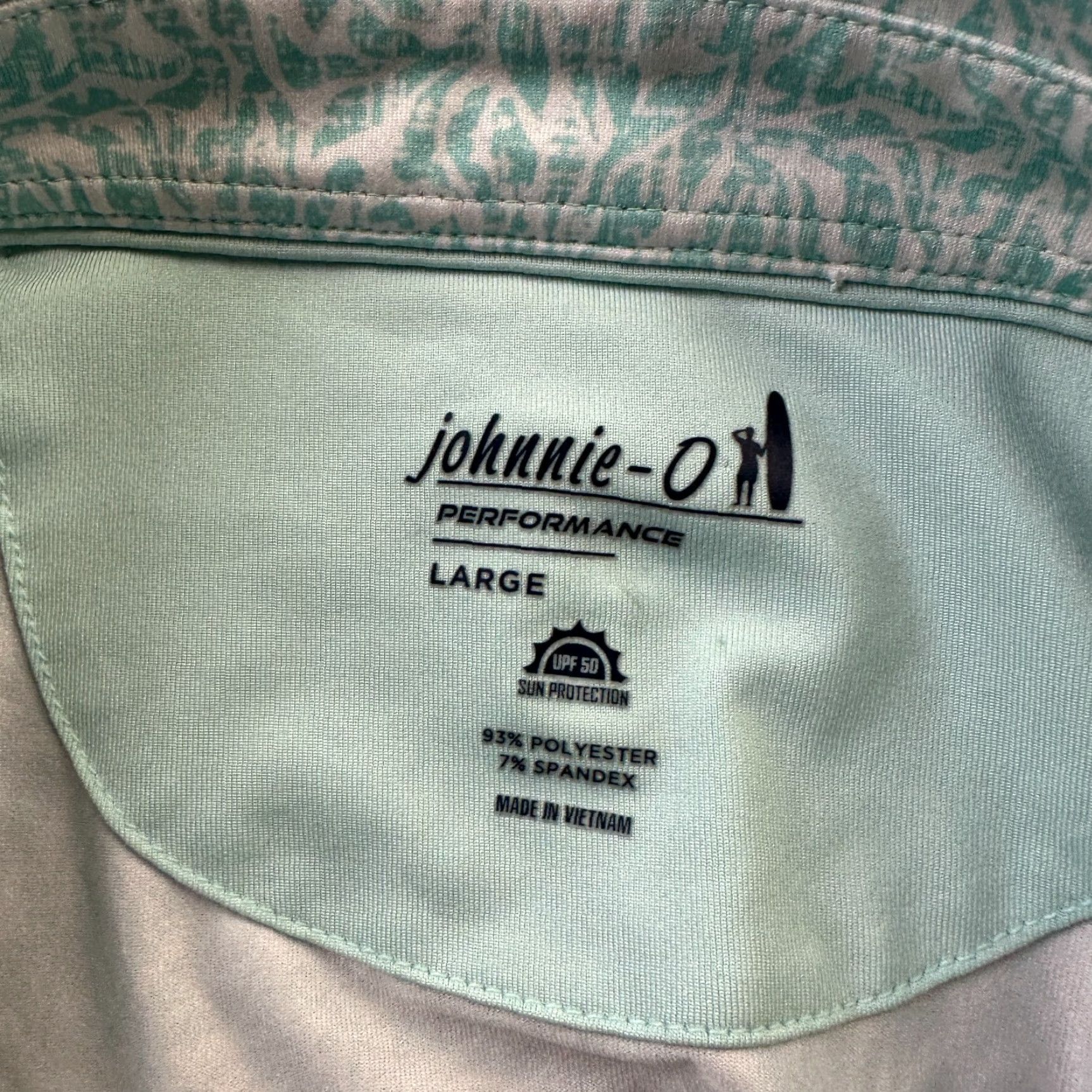 johnnie-O Johnnie O Polo Shirt Mens Large Green All Over Print Golf Shirt Geometric Short Sleeve Casual Activewear Regular Fit XS? Size US L / EU 52-54 / 3 - 6 Thumbnail