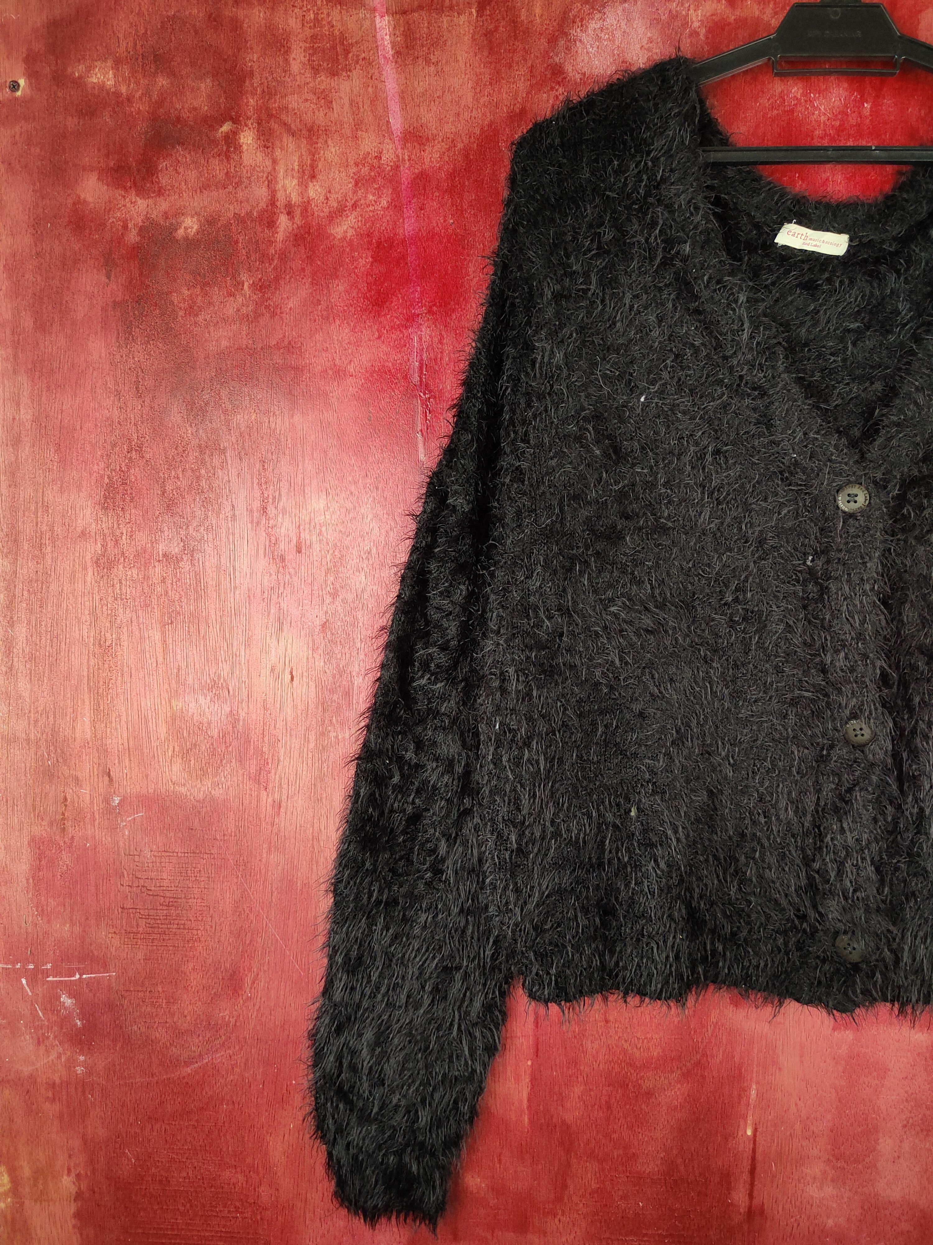 Vintage Earth Music&Ecology Black Fur Mohair Knitwear Cardigan#S1981 Size M / US 6-8 / IT 42-44 - 3 Thumbnail