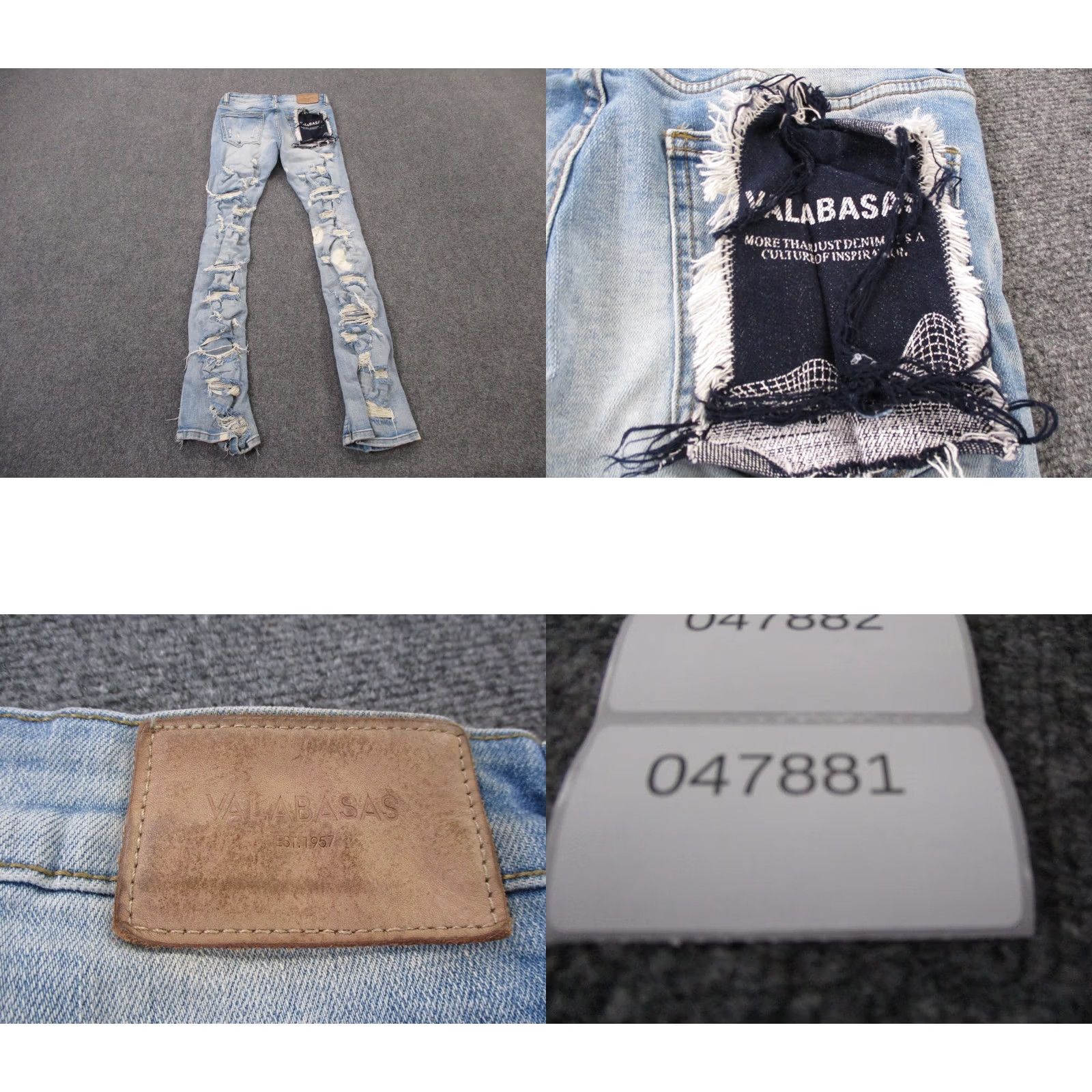 Denime Valabasas Jeans Womens 30 Blue Denim Stretch Casual Skinny Distressed Jeans (5-Pocket) Regular Inseam 34in Mens? Size 28" / US 6 / IT 42 - 9 Thumbnail