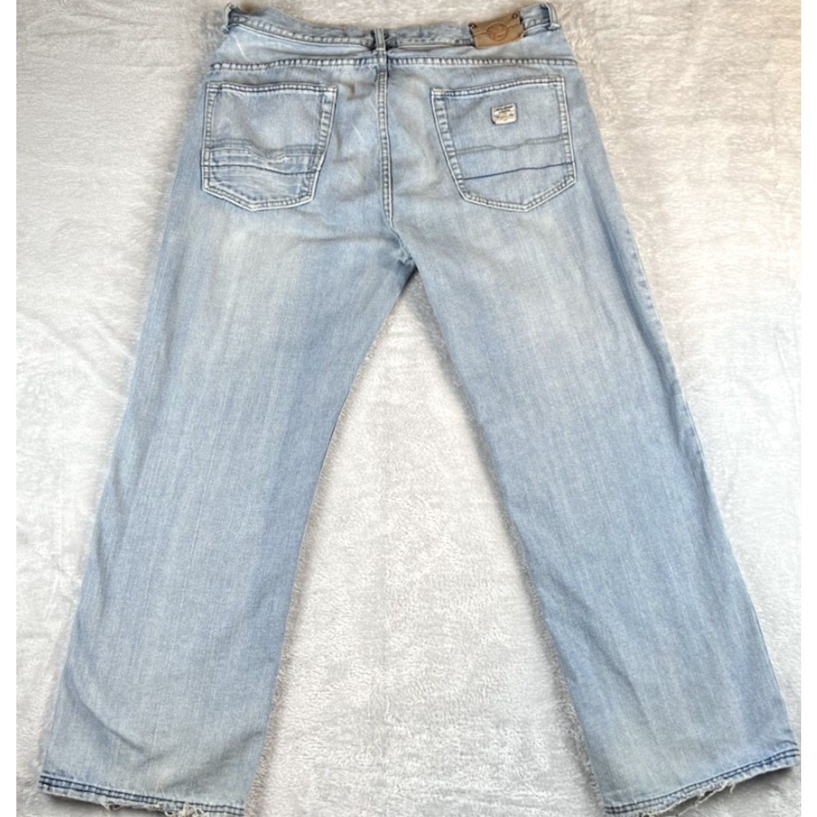 Vintage VINTAGE Pepe Jeans London Jeans Mens 38.5x30.5 Blue Distressed Light Wash Wide-Leg Skater - 90s Hip Hop Grunge Theme Mens Jeans Size US 39 - 2 Thumbnail