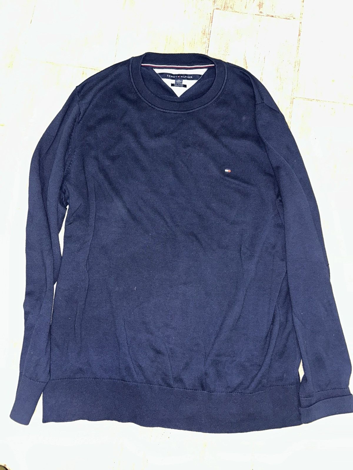 Tommy Hilfiger Tommy Hilfiger - Navy Blue Long Sleeve Cotton Crewneck Size US XXL / EU 58 / 5 - 1 Thumbnail