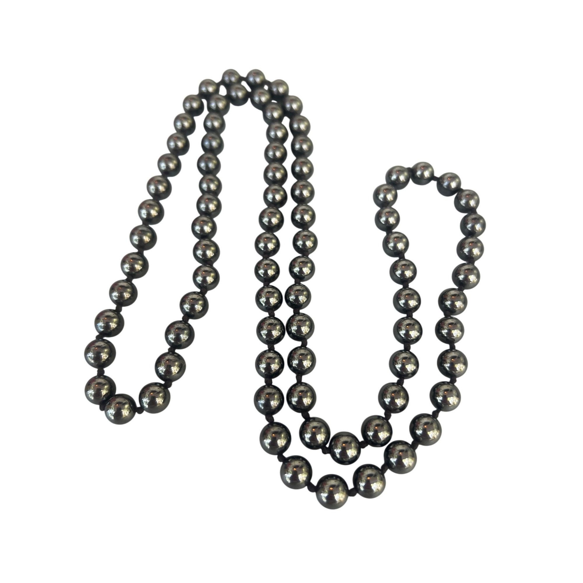 Other Vintage Estate Metallic Hematite Bead Necklace Knotted Betww Size ONE SIZE - 1 Thumbnail