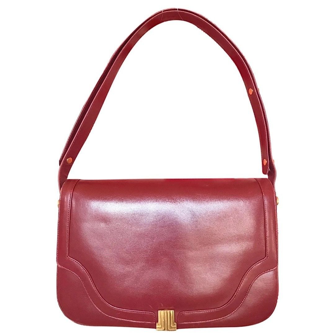 Lanvin Vintage Lanvin wine leather shoulder bag with golden logo Size ONE SIZE - 1 Thumbnail