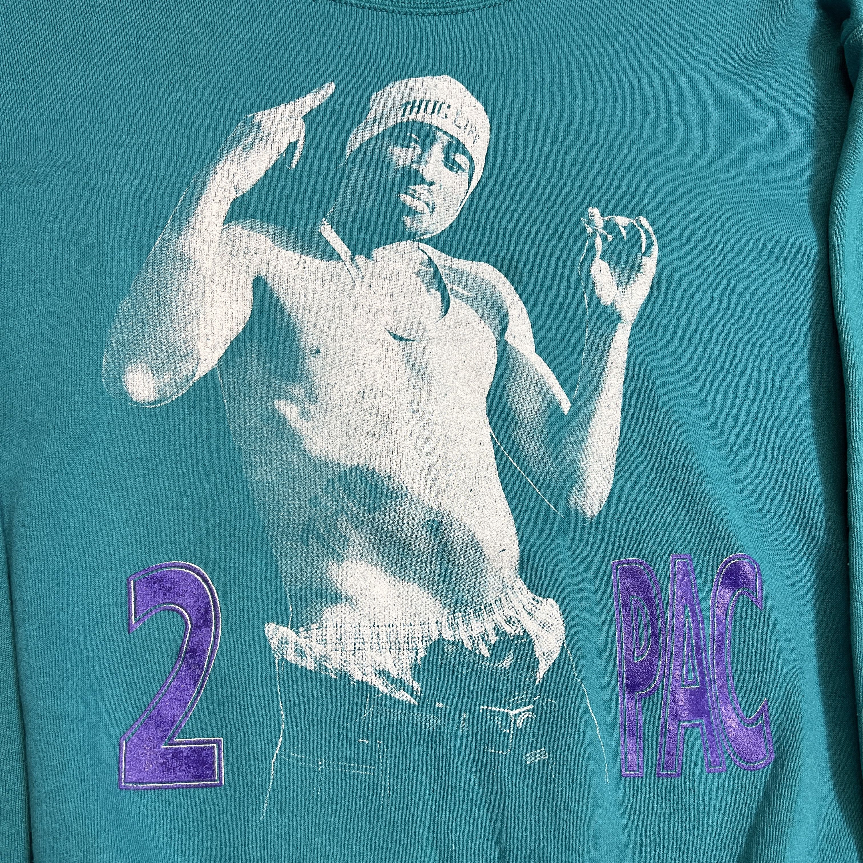 Vintage 1990s 2Pac "I get a round" Rare Teal Graphic Crewneck Size US M / EU 48-50 / 2 - 5 Thumbnail