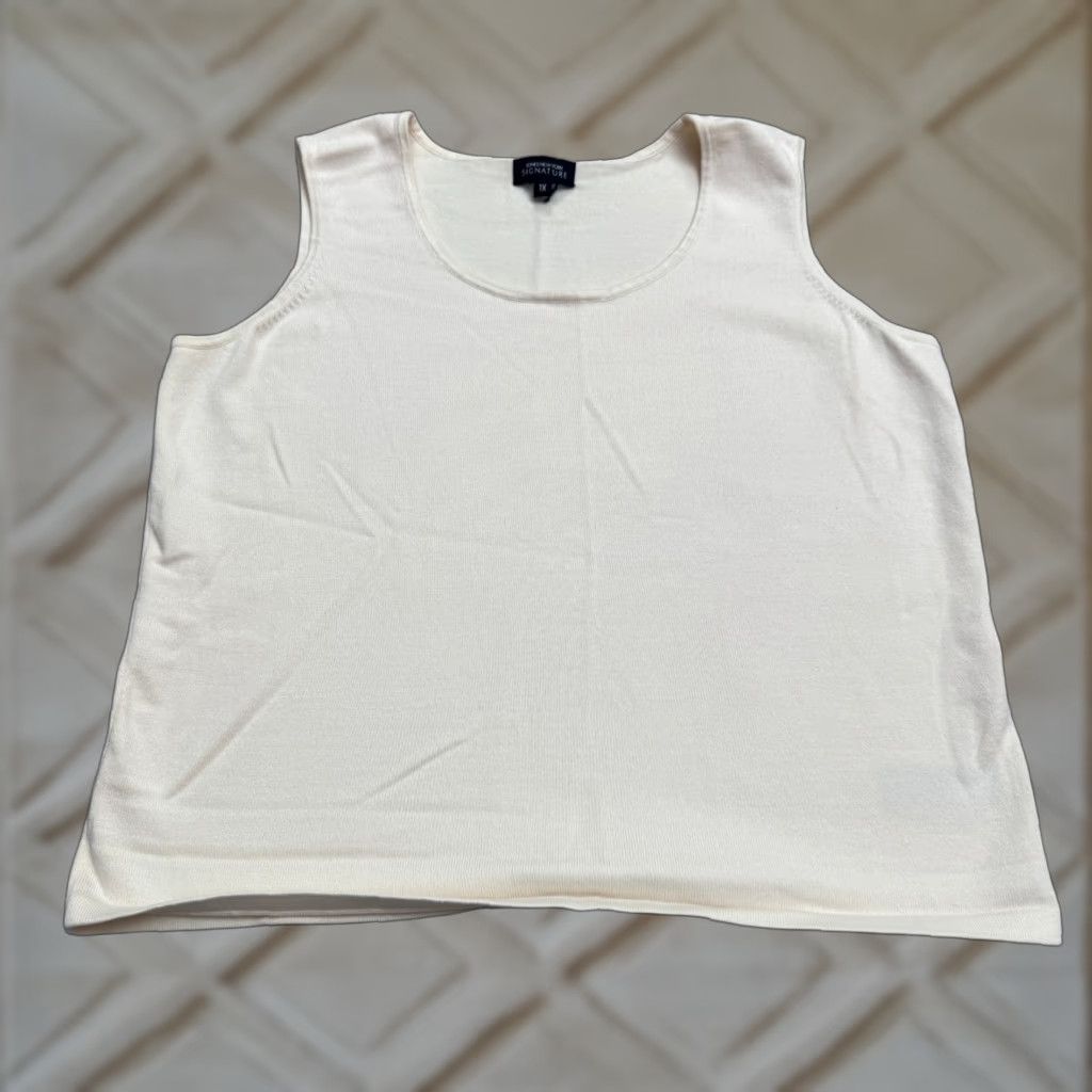 Jones New York VINTAGE Jones New York Tank Shirt Women 1X Beige Sleeveless 90s Y2K Classic Baggy Knit Top Size XL / US 12-14 / IT 48-50 - 1 Thumbnail