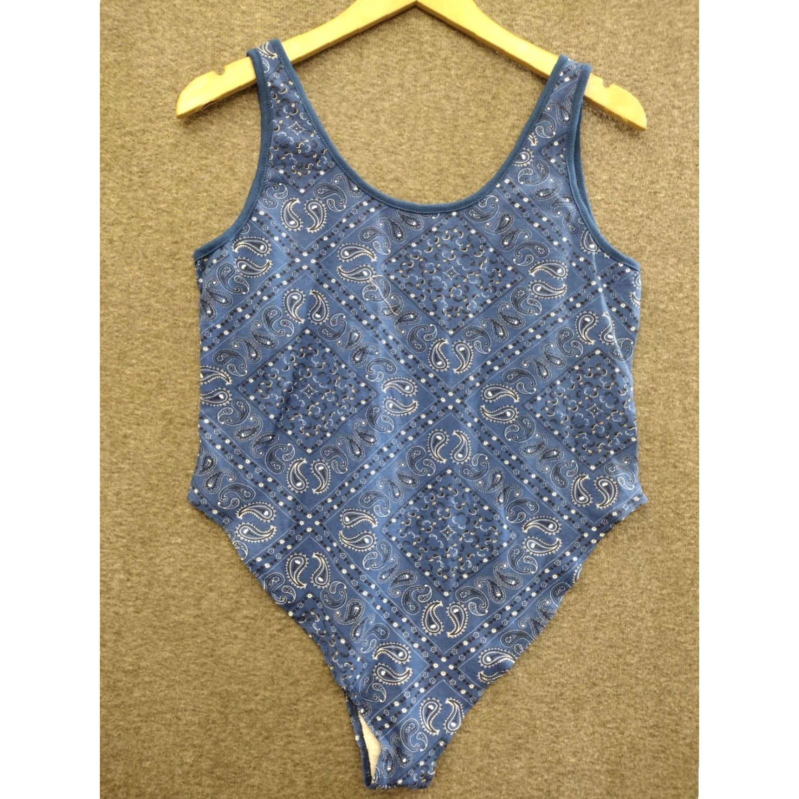 Vintage IML Bodysuit Women XL Blue Paisley Bandana Sleeveless Cotton Blend One Piece Size XL / US 12-14 / IT 48-50 - 2 Thumbnail