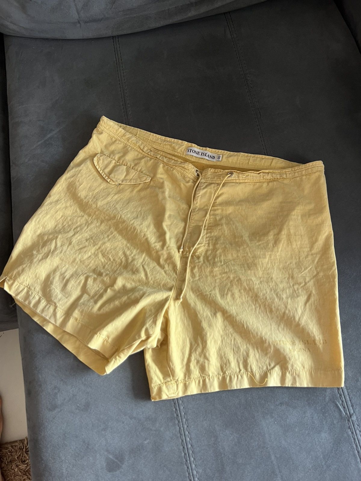 image of Archival Clothing Stone Island Marina Vintage Swim Shorts in Yellow, Men's (Size 33)