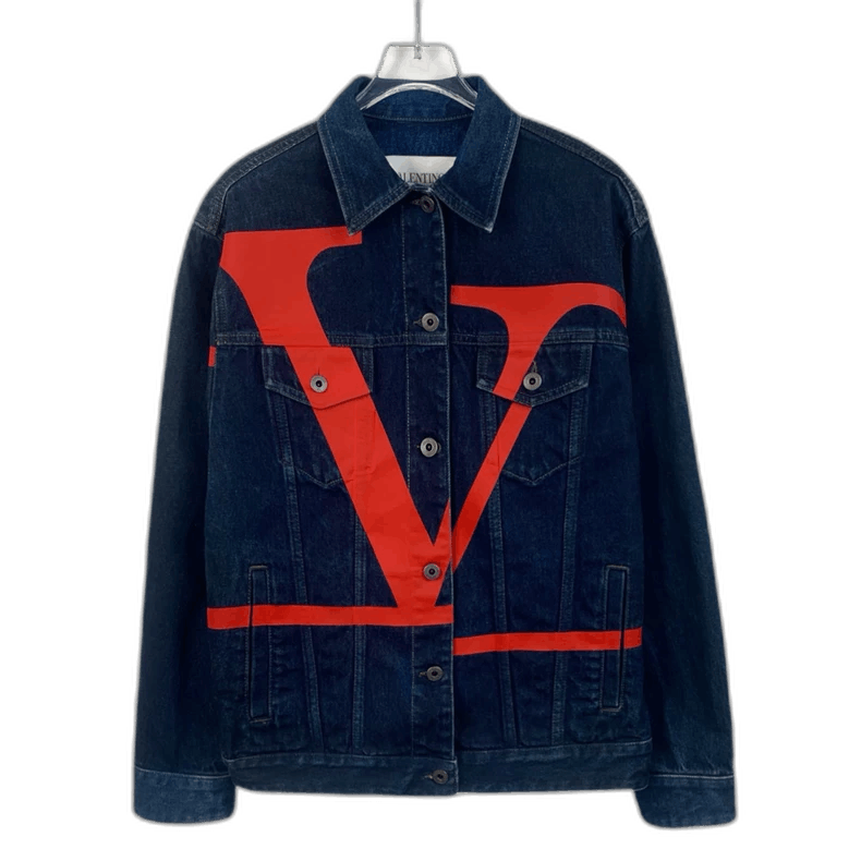 Valentino Valentino Blue Denim Jacket with Print Size US S / EU 44-46 / 1 - 1 Thumbnail