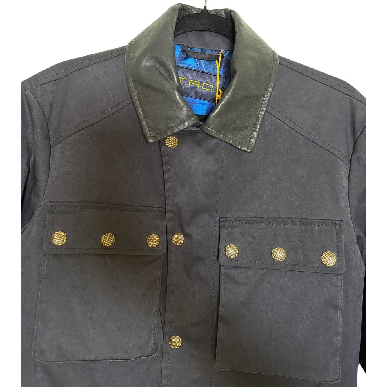 Etro Etro NWT Chrore Jacket Blue Utility with Lambskin Collar Size US L / EU 52-54 / 3 - 6 Thumbnail