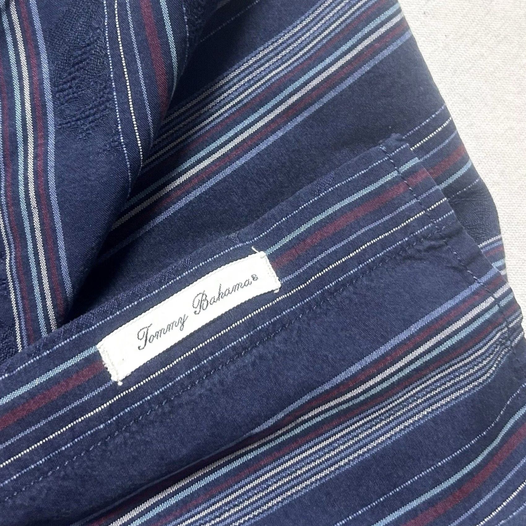 Tommy Bahama Tommy Bahama Long Sleeve Button-Up Shirt Mens L Textured Striped Blue Casual Size US L / EU 52-54 / 3 - 6 Thumbnail