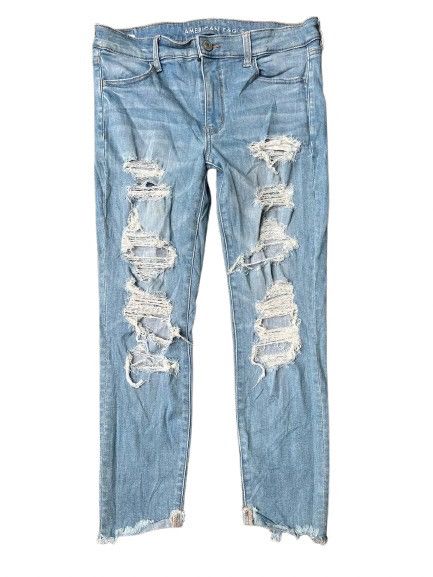American Eagle Outfitters VINTAGE AMERICAN EAGLE LADY JEANS DITRESSED STYLE Size 34" / US 12 / IT 48 - 1 Thumbnail
