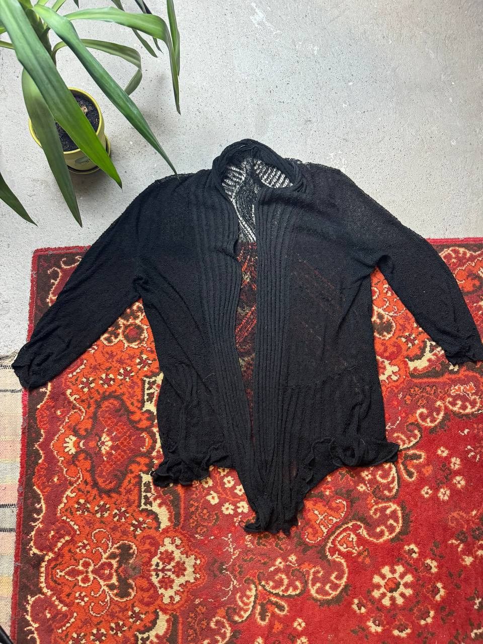 Vintage black longline Roman streetwear cardigan