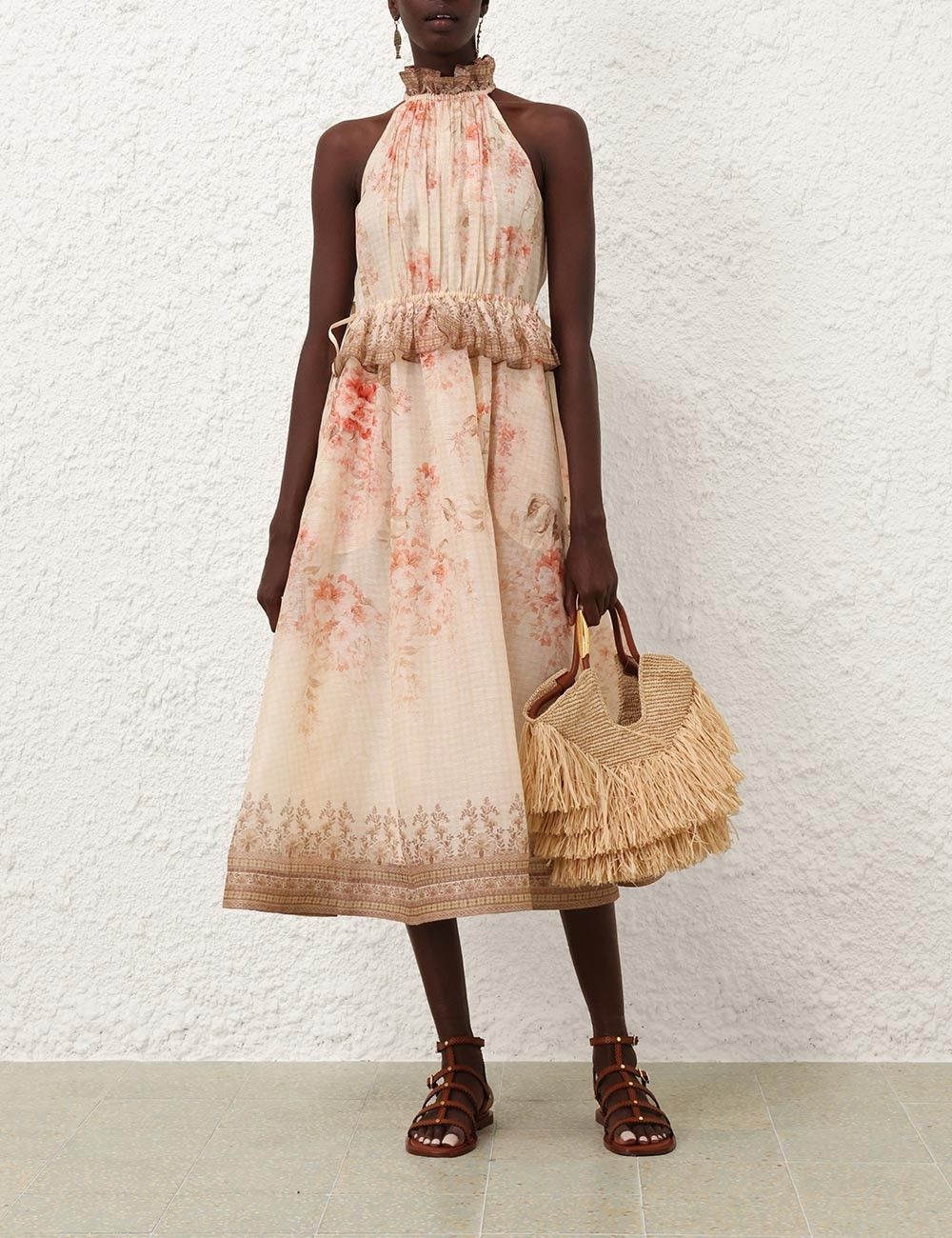 Zimmermann oc11z0226 Illuminate Halter Midi Dress In Multicolor Size S / US 4 / IT 40 - 7 Thumbnail