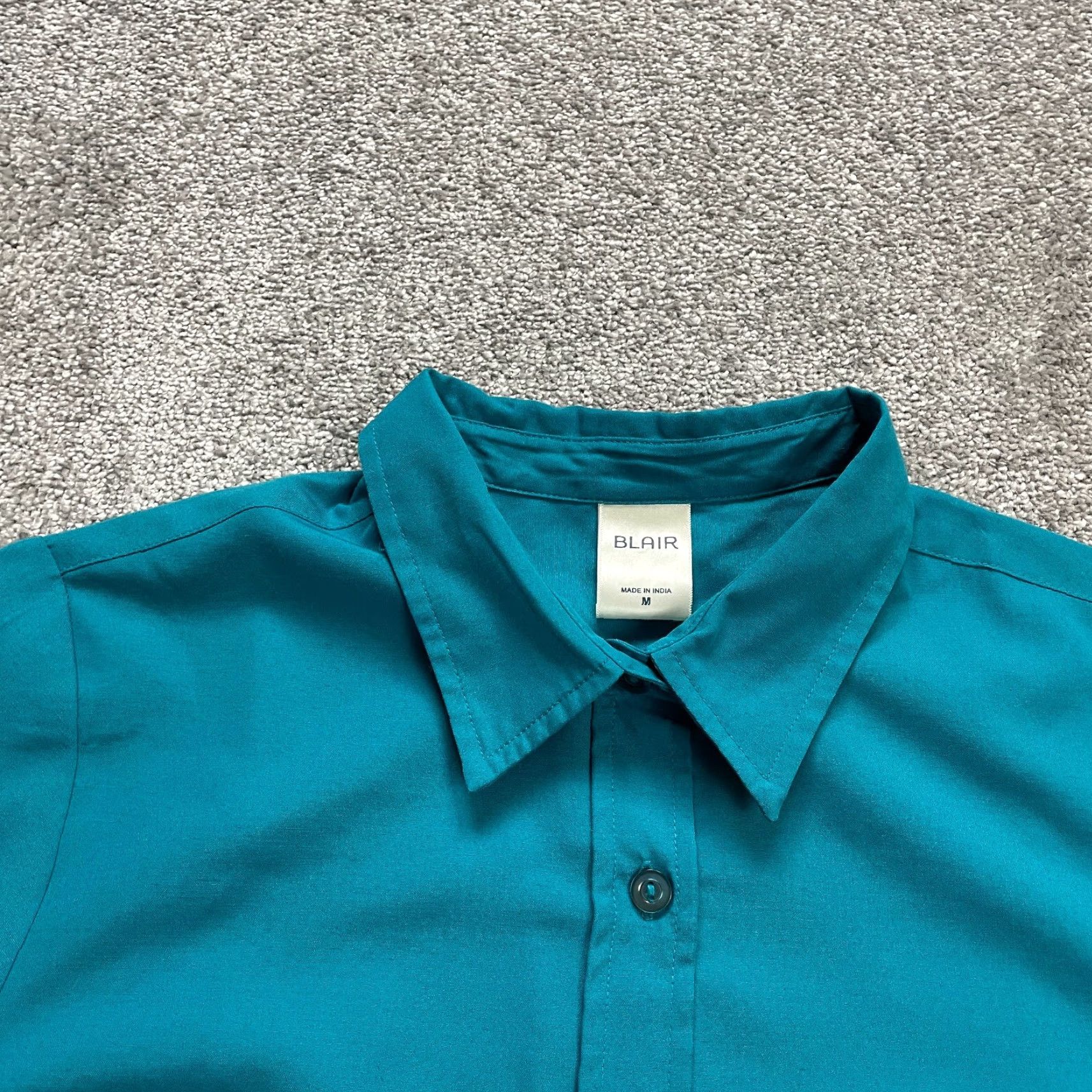 Blair Blair Button Up Dress Shirt Womens Medium Blue Rayon Collared Long Sleeves Work Size M / US 6-8 / IT 42-44 - 3 Thumbnail