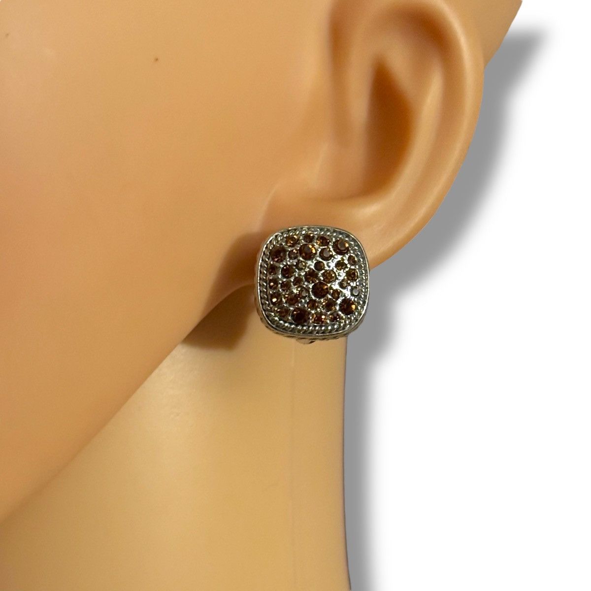 Other MX Signature Collection square silver pave orange CZ earring Size ONE SIZE - 2 Thumbnail