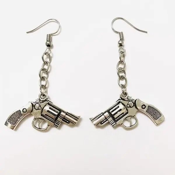 Handmade Iconic drop dangle earrings with short gun pendants Size ONE SIZE - 1 Thumbnail