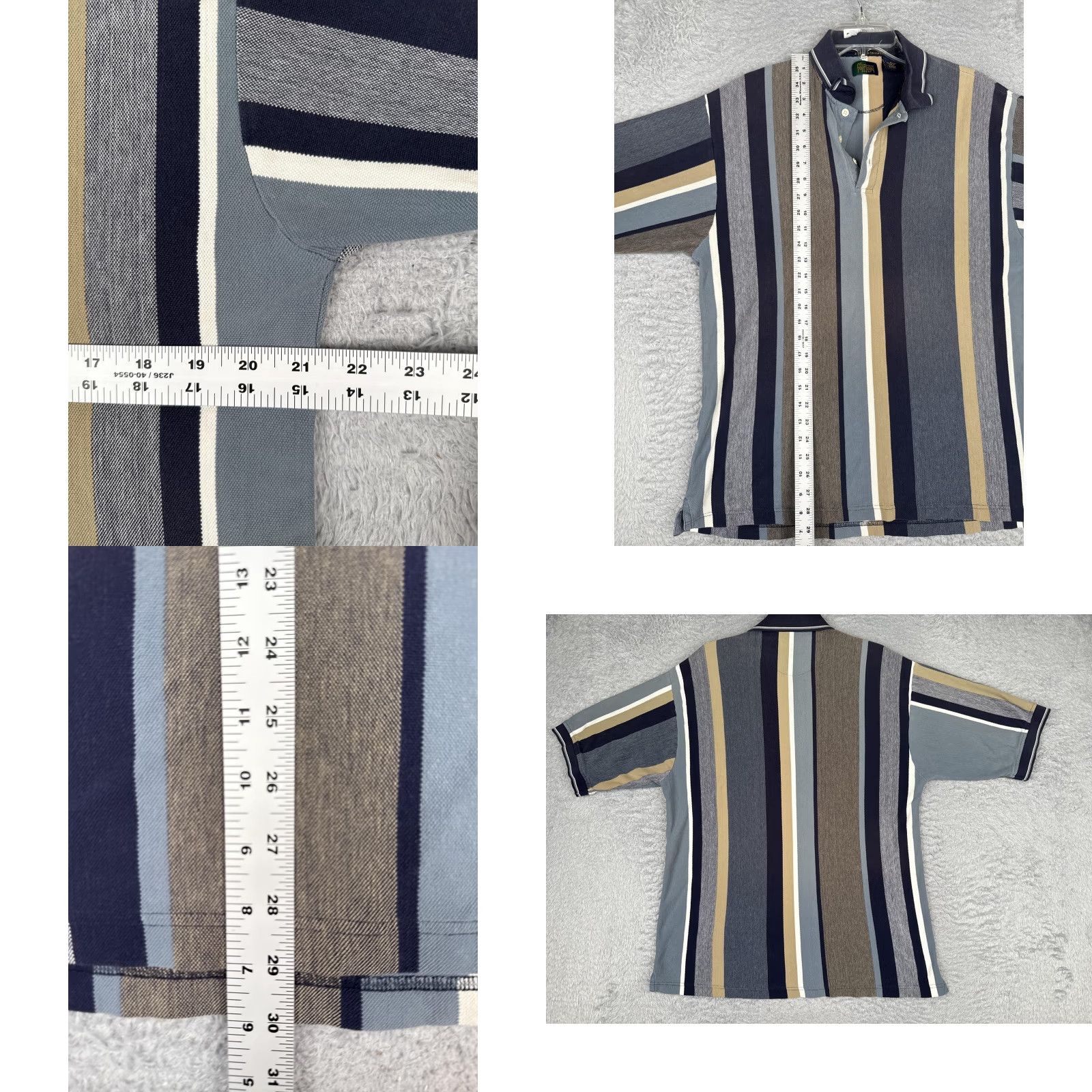Vintage Fairway Sport Polo Shirt Mens Large Blue Gray Vertical Stripe Cotton Golf Top Size US L / EU 52-54 / 3 - 8 Thumbnail