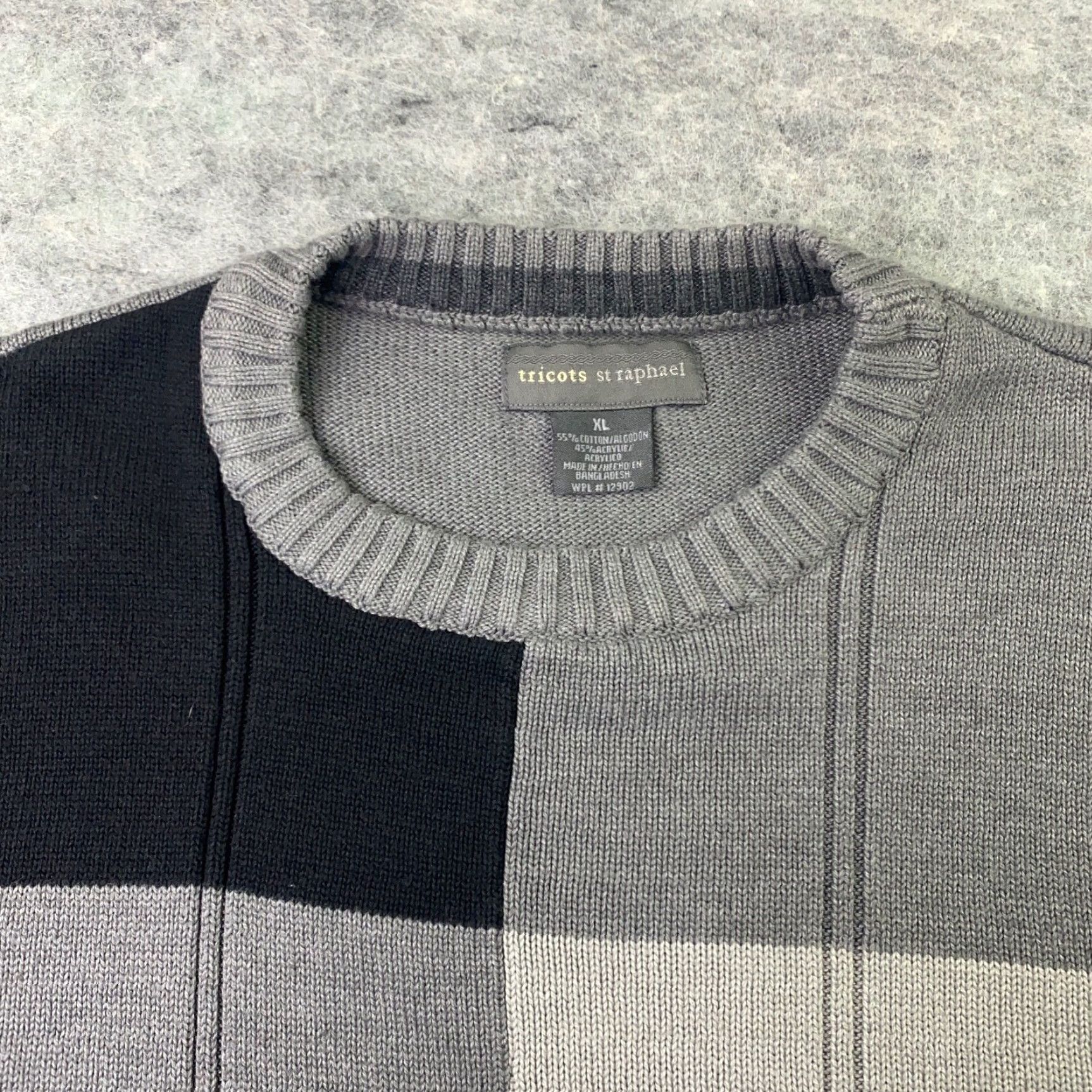 Vintage Tricots St Raphael Mens Sweater XL Grey Checker Long Sleeve Classic Size US XL / EU 56 / 4 - 3 Thumbnail