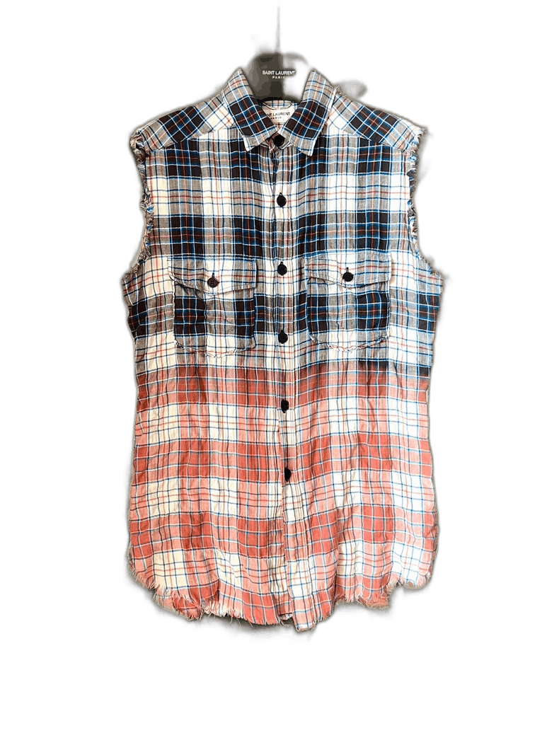 Saint Laurent Paris saint laurent gradient plaid sleeveless shirt-2507 Size US XS / EU 42 / 0 - 7 Thumbnail