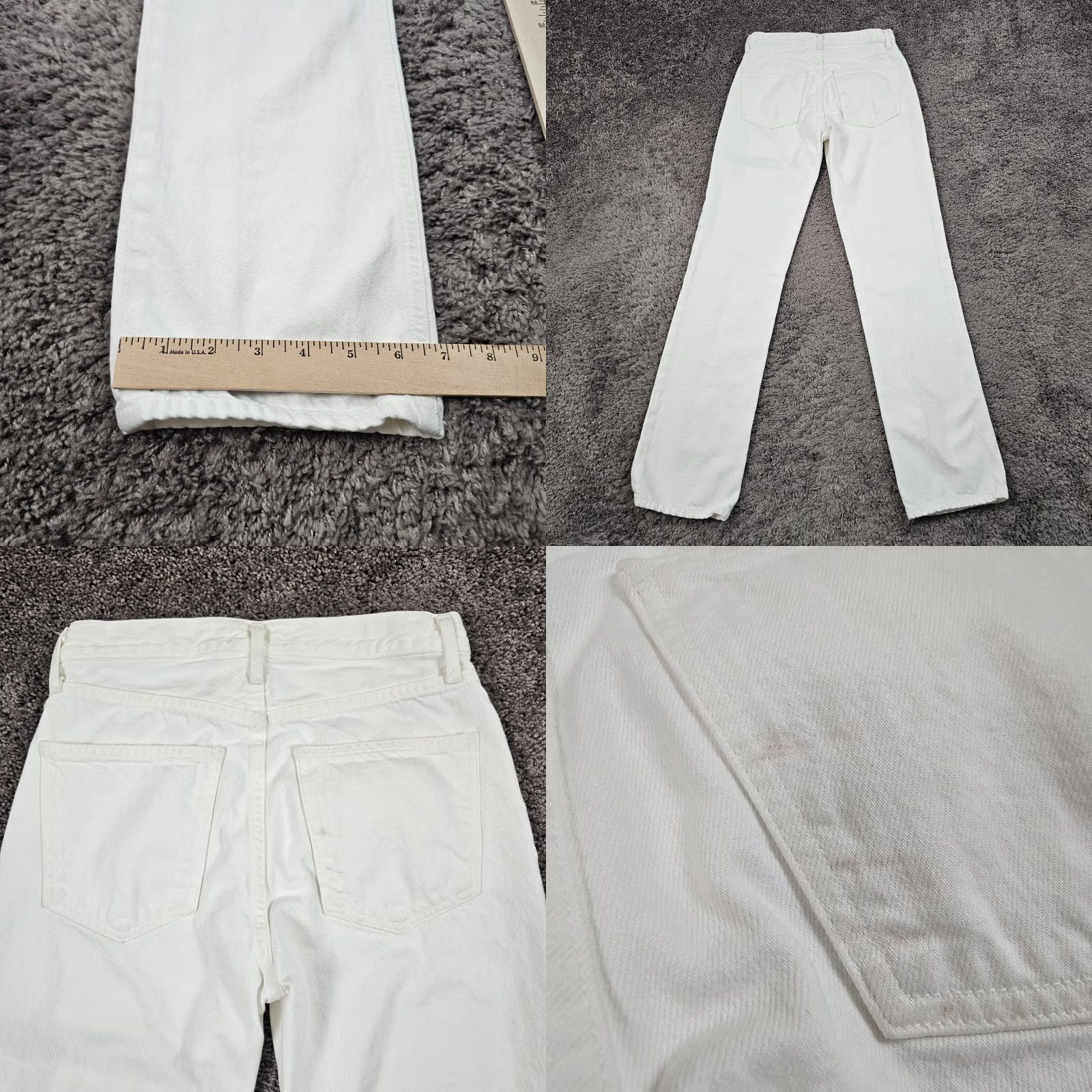 Agolde AGOLDE Jeans Women's 25 White Straight Cotton Denim Made in USA 26x31 Size 42" / US 20 - 8 Thumbnail