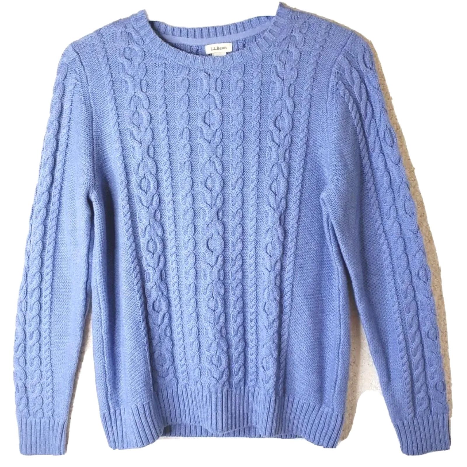 Vintage L.L. Bean Sweater Womens Medium Blue Cable Knit Crew Neck Pullover Casual Cotton Size M / US 6-8 / IT 42-44 - 2 Thumbnail