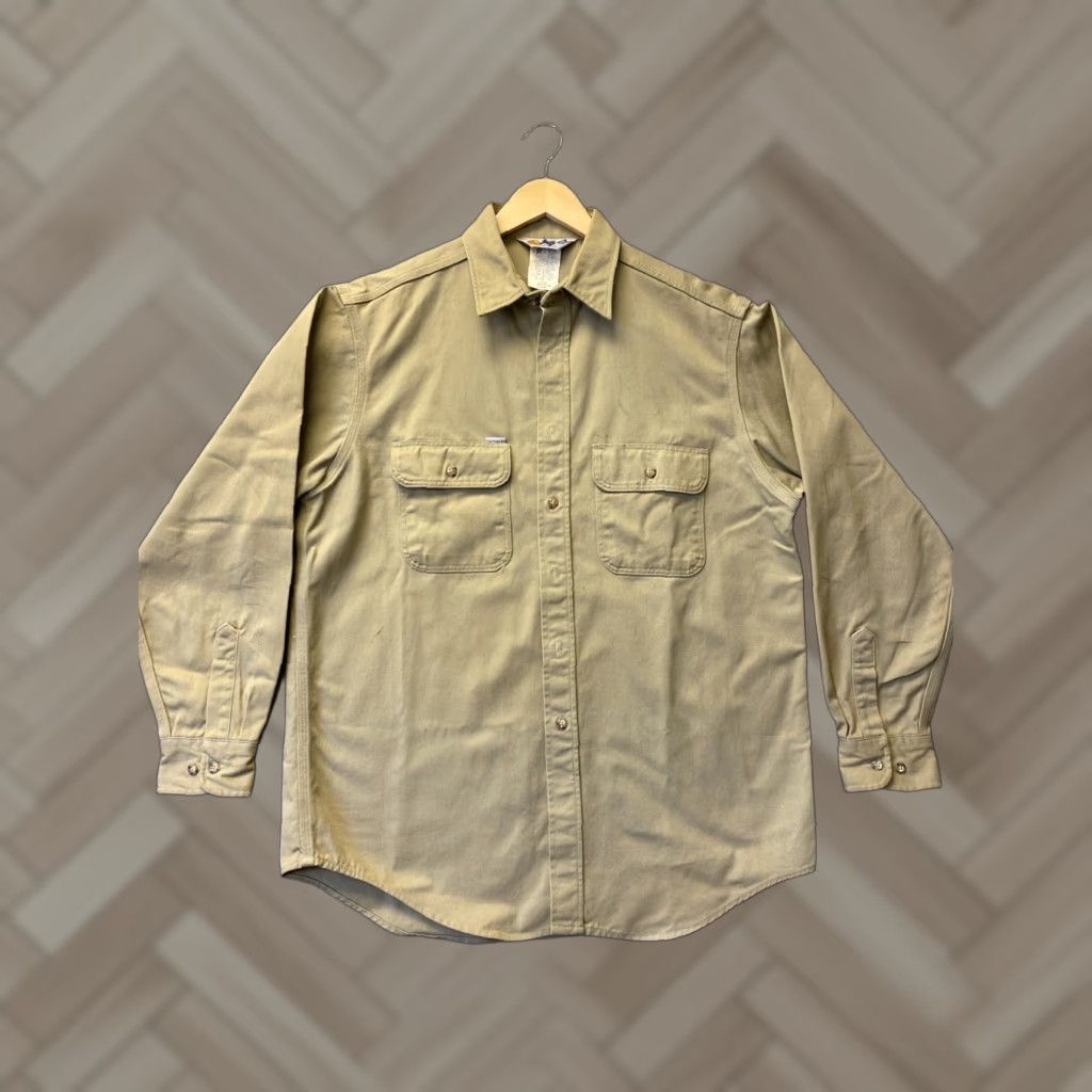 Carhartt VINTAGE Carhartt Outdoor Rugged Shirt Men Large Khaki Cotton Twill Casual Fall Winter Spring Size US L / EU 52-54 / 3 - 1 Thumbnail