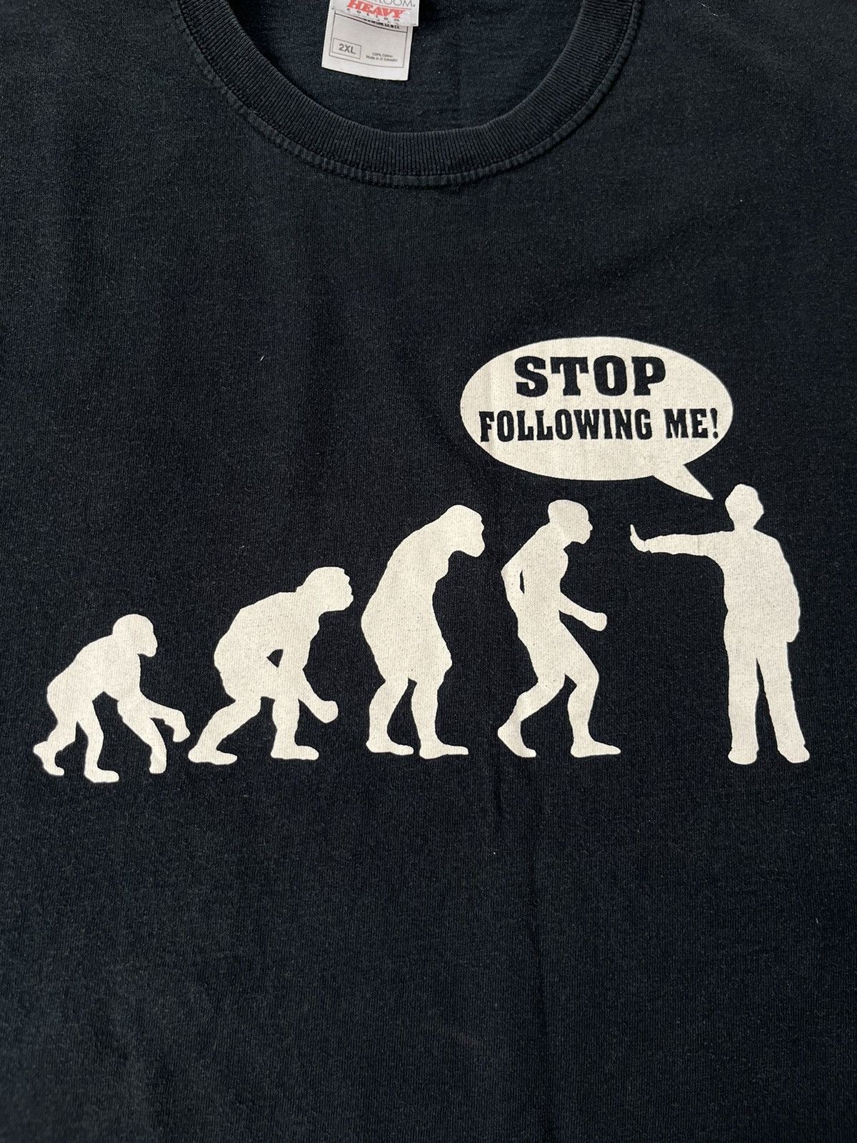 Vintage Vintage Stop Following Me 00s Evolution Humor Tee Size US XXL / EU 58 / 5 - 2 Thumbnail
