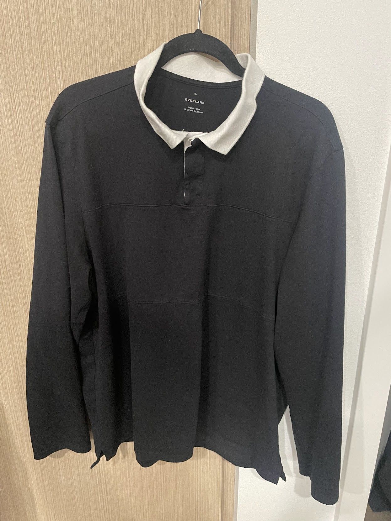 image of Everlane Premium-Weight Rugby Shirt in Black, Men's (Size XL)