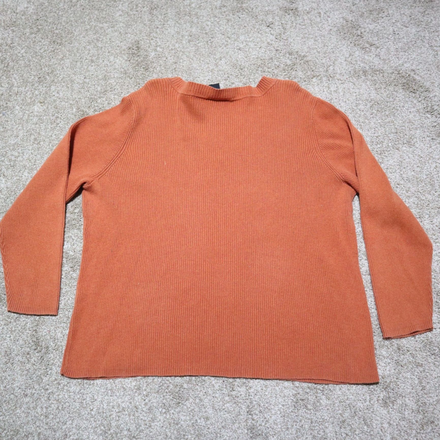 Vintage Lane Bryant Orange Pullover Sweater Long Sleeve Adult Women's Plus Size 22 / 24 Striped Tunic Scoop Neck Womens Size 4XL / US 24-26 - 8 Thumbnail