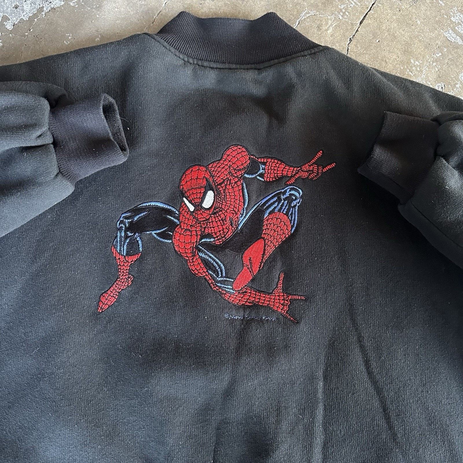 Marvel Comics × Vintage Vintage 90s Marvel Comics Spiderman Black Varsity Jacket Size US L / EU 52-54 / 3 - 1 Thumbnail