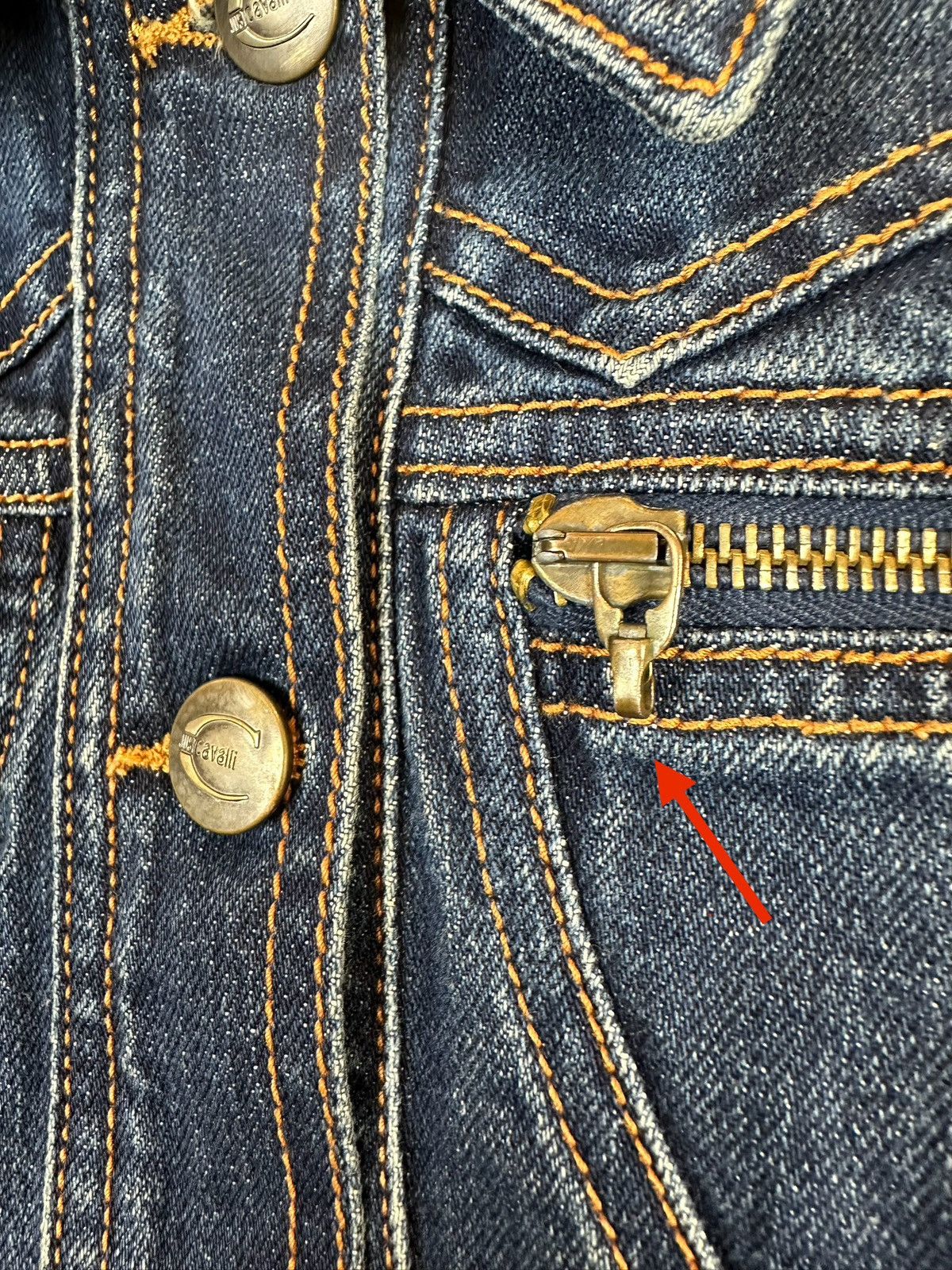 Just Cavalli × Roberto Cavalli × Vintage Just Cavalli denim vintage jacket blue biker moto cropped Size XS / US 0-2 / IT 36-38 - 7 Thumbnail