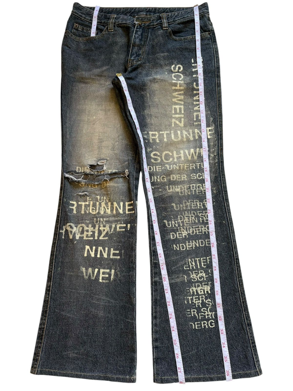 Japanese Brand Vintage Japanese Brand Faded Wash Printed Flare Jeans Size 30" / US 8 / IT 44 - 14 Thumbnail