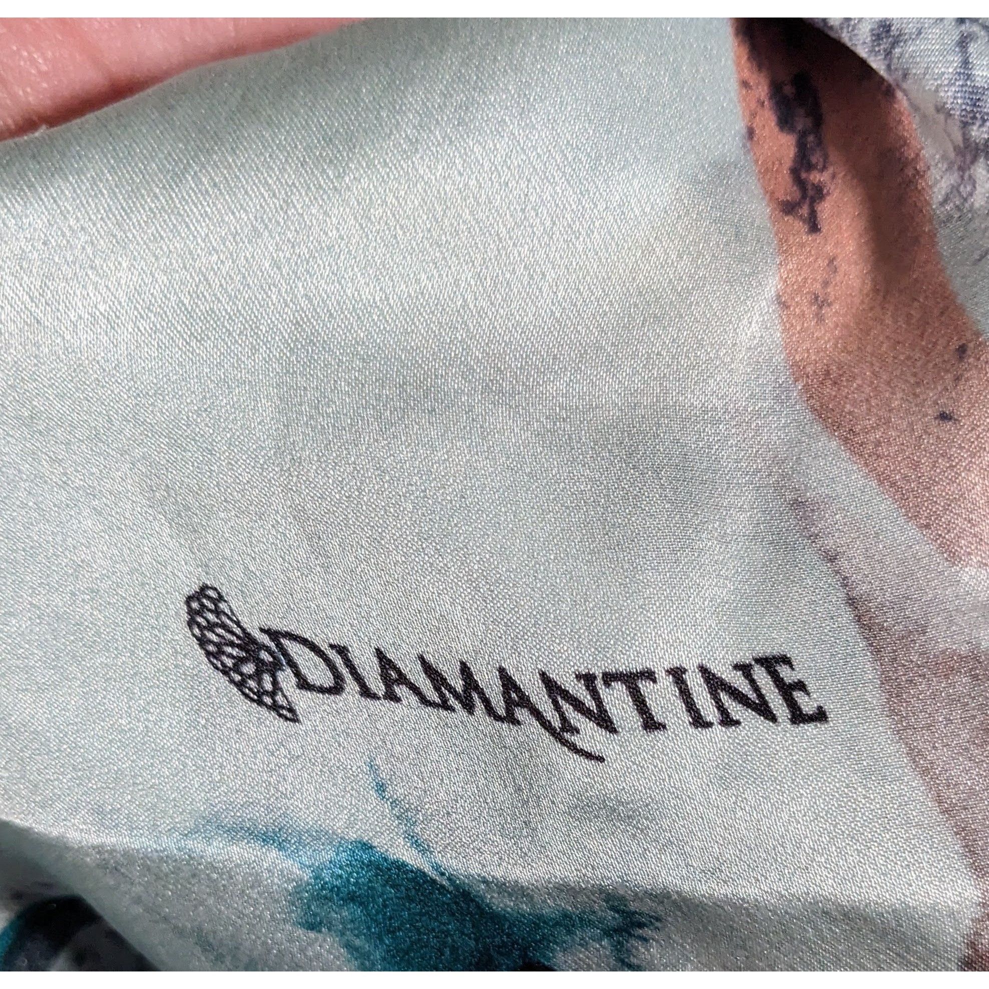 Other Diamantine Blue Floral Silky Lightweight Scarf Size ONE SIZE - 4 Thumbnail