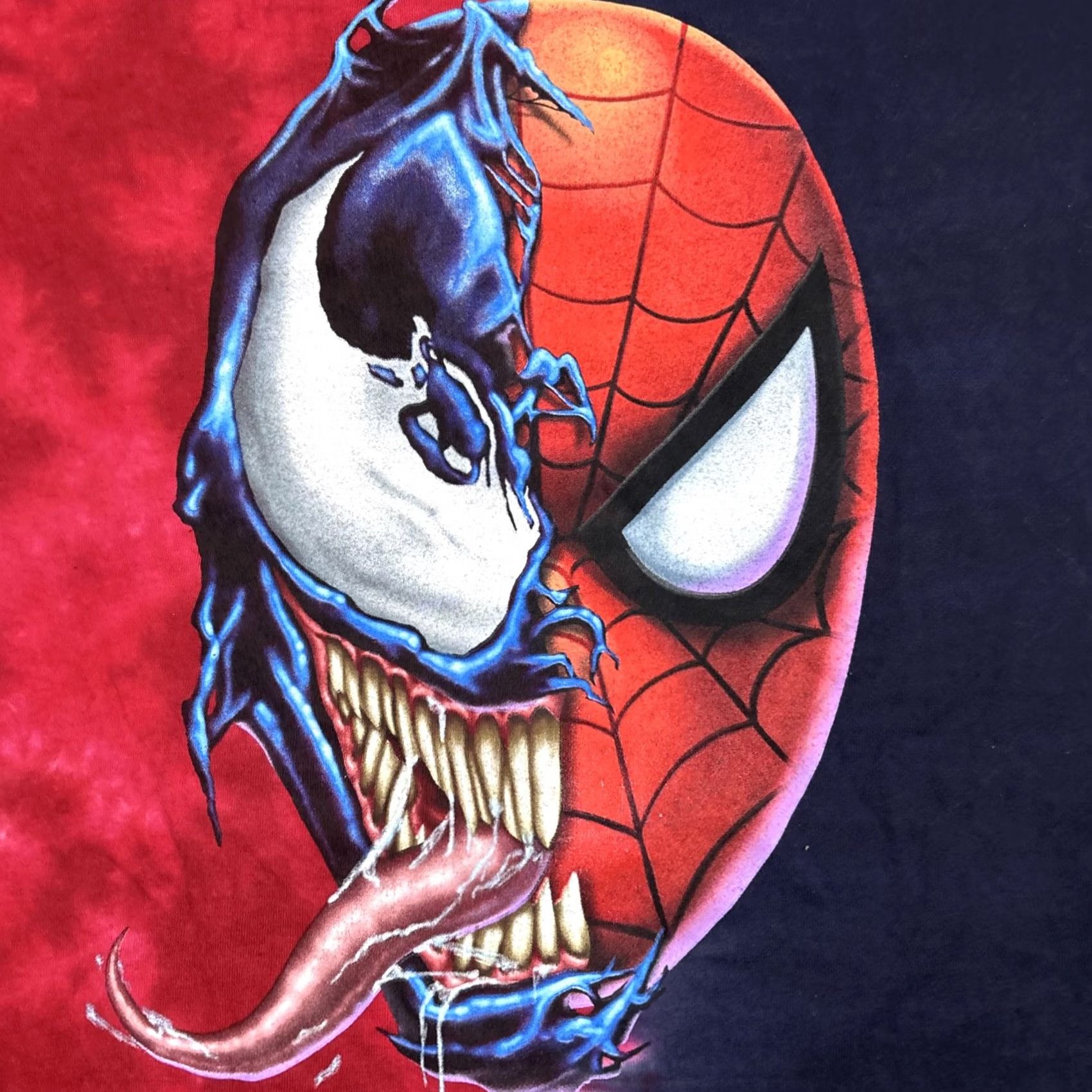 Vintage Marvel Spider-Man Venom Shirt Mens Medium Red Purple Tie Dye Universal Studio T-Shirt Graphic Print Regular Cotton Comics Size US M / EU 48-50 / 2 - 2 Thumbnail