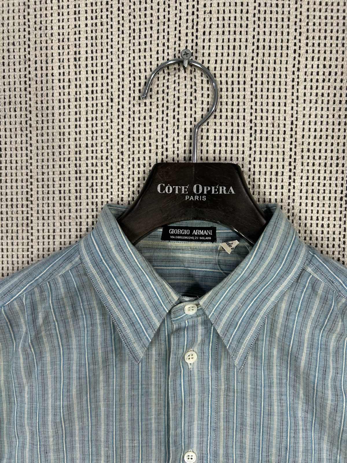 Giorgio Armani Vintage 80s giorgio armani black label shirt striped linen Size US XL / EU 56 / 4 - 4 Thumbnail