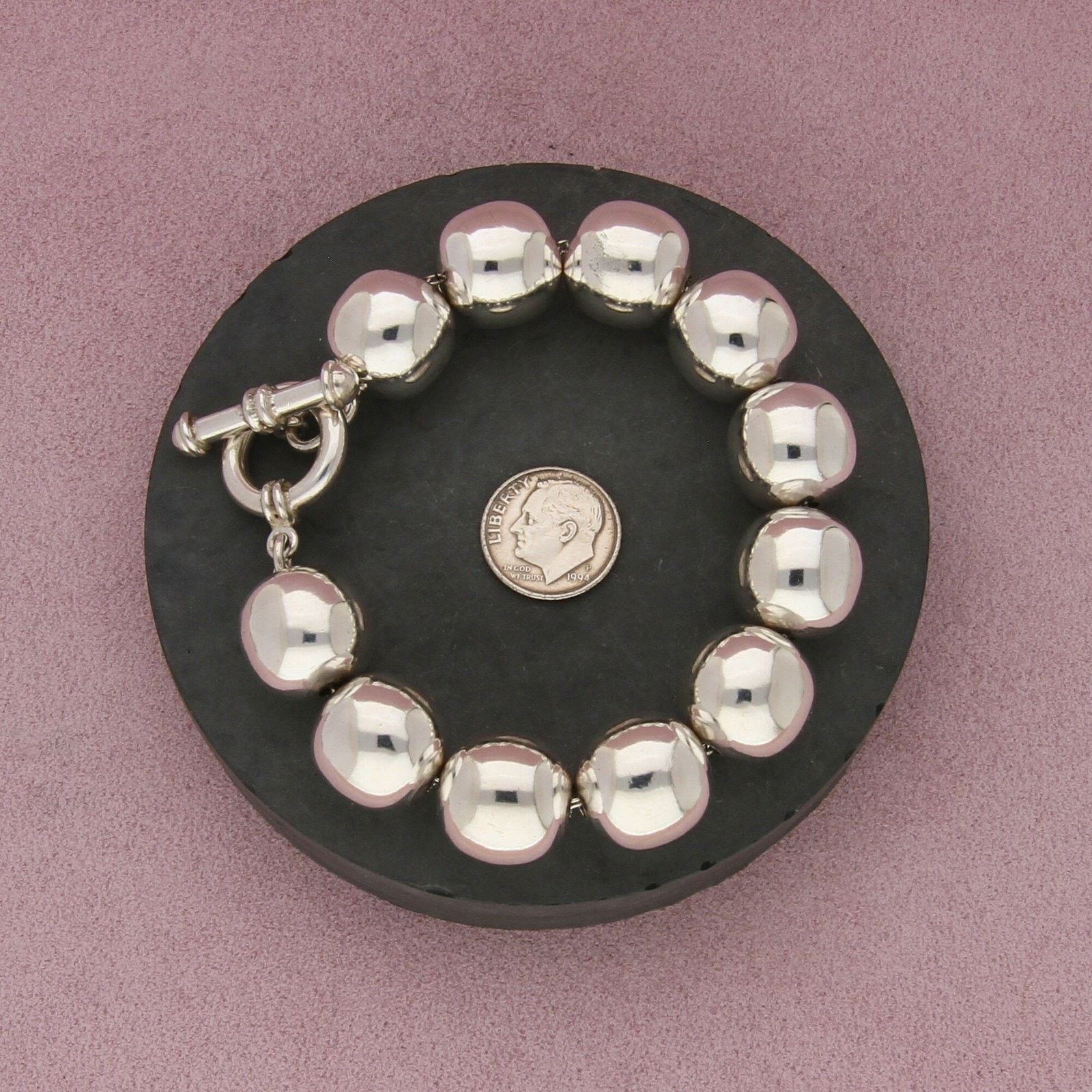 Sterling Silver sterling silver chunky bead toggle bracelet size 7in Size ONE SIZE - 2 Thumbnail