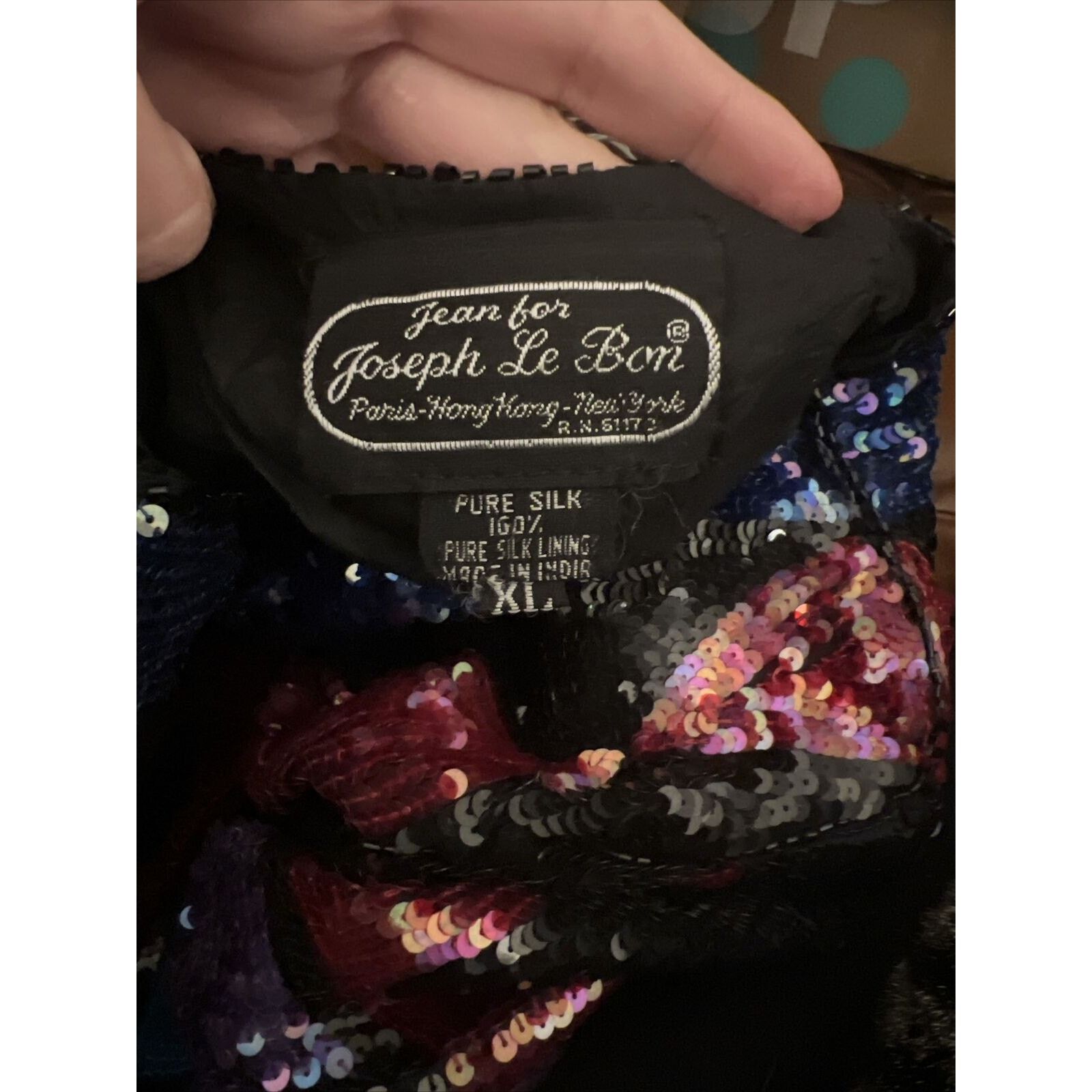 Vintage Jean For Joseph Le Bon Silk Sequin Sparkle Funky 90s Jacket Size XL / US 12-14 / IT 48-50 - 3 Thumbnail