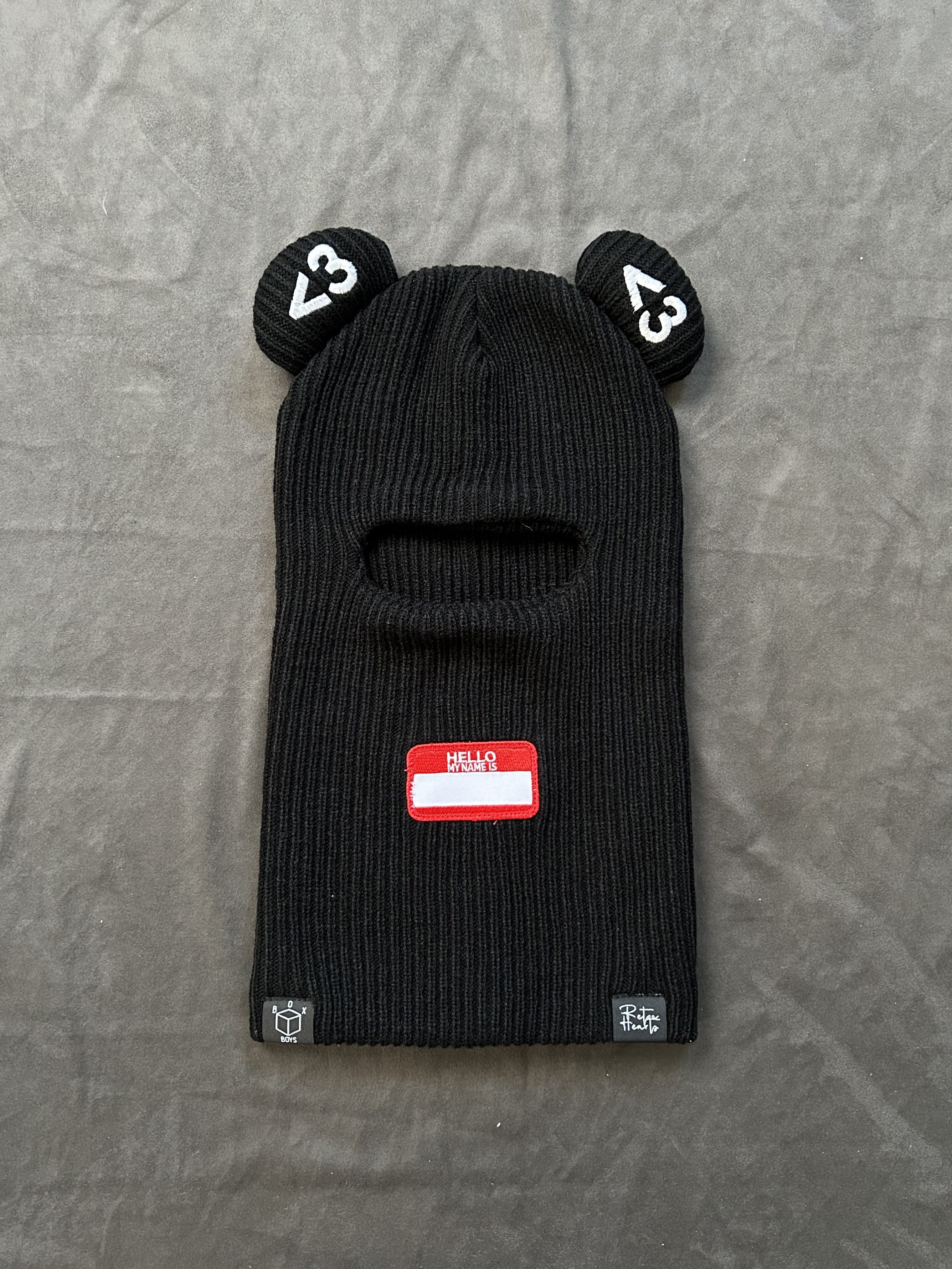 Japanese Brand Rare Box Boys Retro Hearts Black Balaclava Ski Mask OS Size ONE SIZE - 1 Thumbnail