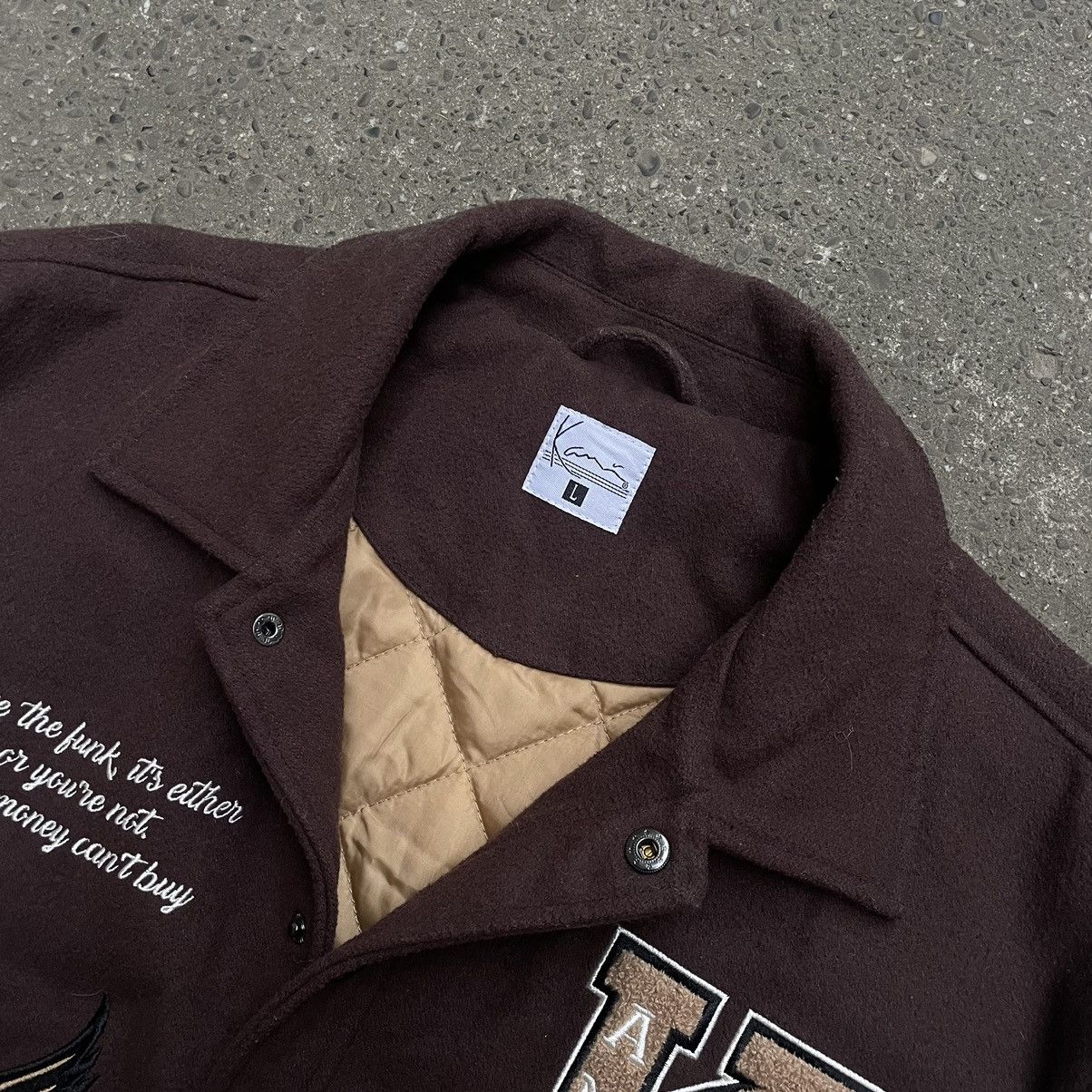 Karl Kani × Vintage Vintage Karl Kani Big Logo Varsity Bomber Jacket Size US L / EU 52-54 / 3 - 9 Thumbnail