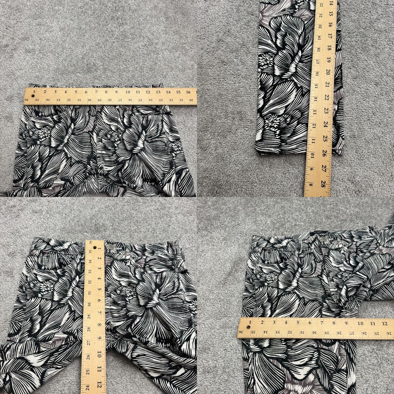 Vintage VINTAGENYDJ Sheri Slim Fit Floral Lift Tuck Technology Ankle Pants Womens 0 Black White Size 25" / US 0 / IT 36 - 9 Thumbnail