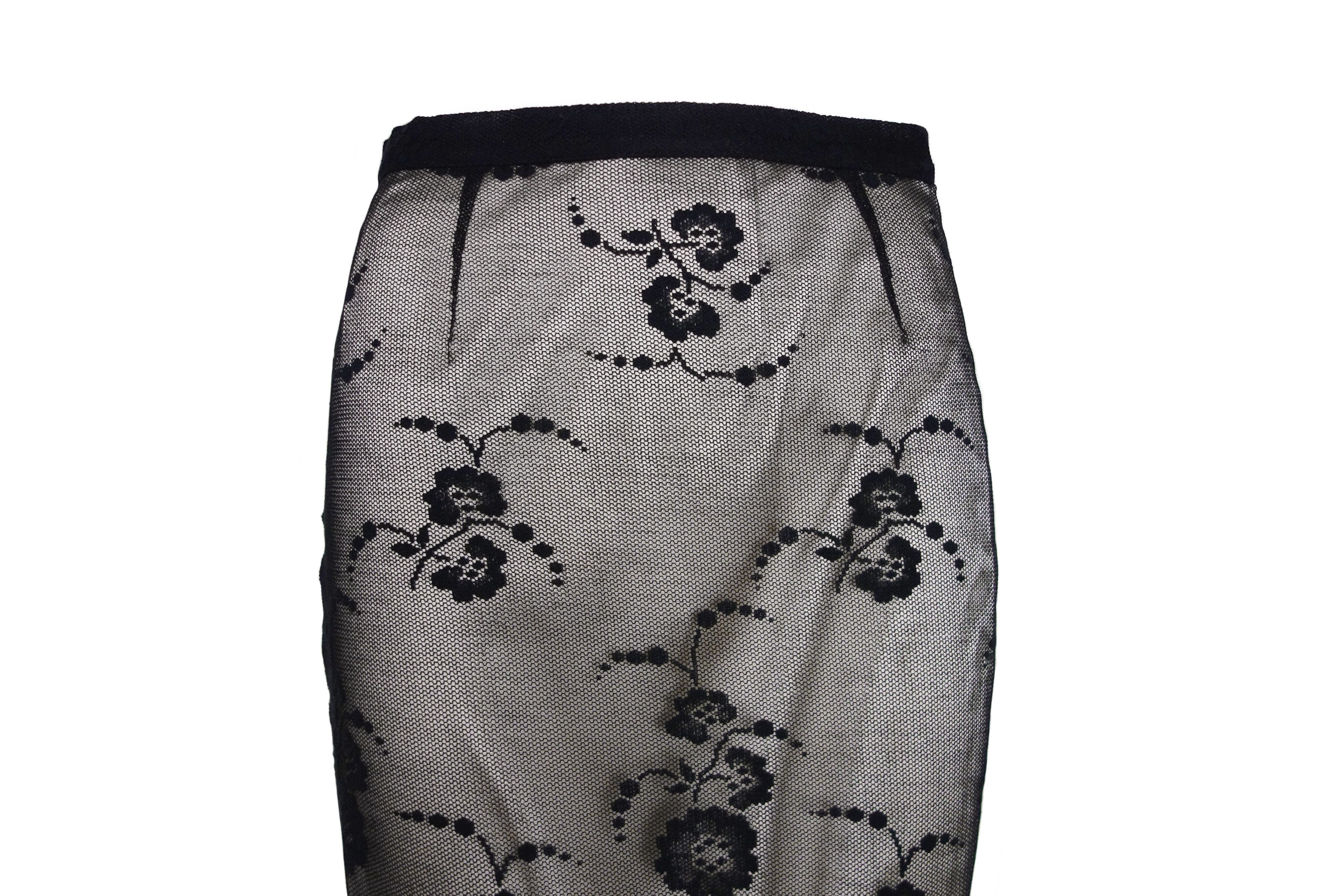 Dolce & Gabbana × Vintage D&G Dolce Gabbana Lace Layered Midi Skirt Sheer Floral Nude Size 27" / US 4 / IT 40 - 4 Thumbnail
