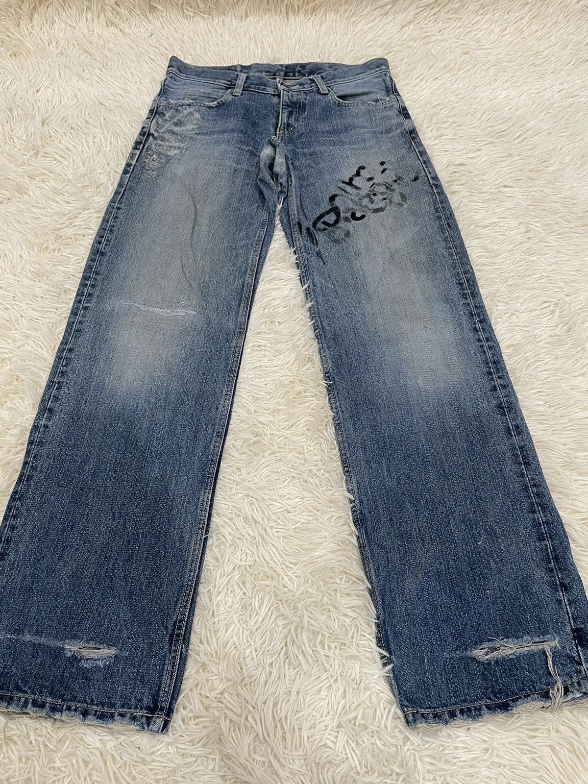 Japanese Brand Ozone Rocks Thrashed Redline Japan Denim Size US 31 - 4 Thumbnail